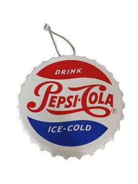 Ruz Pepsi-Cola Bottle Cap 5 Inch Novelty Christmas Ornament Metal Retro Design